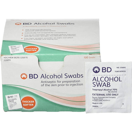 BD Alcohol Swabs 100 Each White - Filler Lux USA